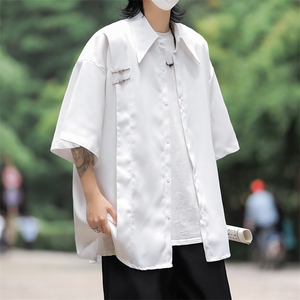 2024新款潮流休闲衬衣夏季新中式垂感短袖衬衫男 现货 W8237-P38图片