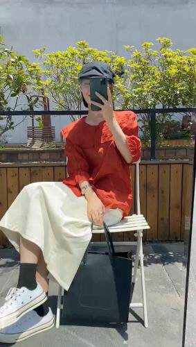 韩式大领子工艺小衫。，女装，D壹