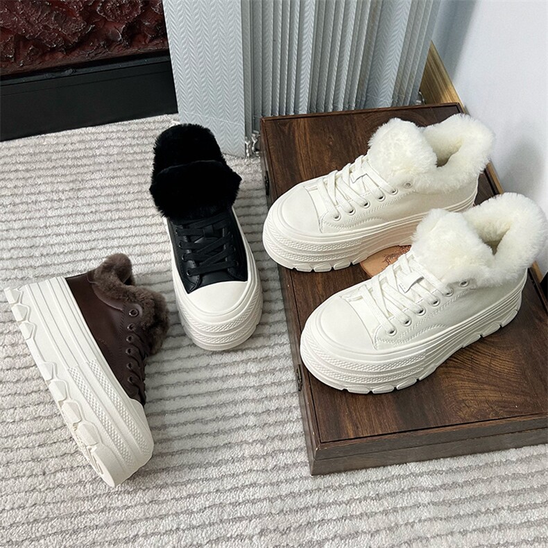 真皮羊毛小白鞋女2024冬季新款厚底百搭保暖板鞋女休闲鞋子百搭女，女鞋休闲鞋，电商A223