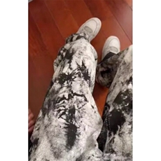 水墨扎染牛仔裤男款春秋季休闲小众裤子vibe直筒微喇长裤NE156，男装牛仔裤，星座1116A（原606A-3）