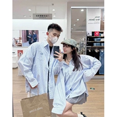 条纹衬衫男女长袖韩版潮流刺绣宽松百搭2025夏ins外套CY1112-P38，男装衬衫，星座412-3