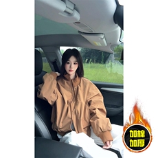 棉衣5W件现货冬季美拉德立领飞行夹克廓形高街棒球服加棉加厚外套，男装夹克，电商A486