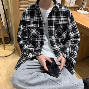 格子外套男春秋港风ins潮牌百搭宽松上衣青年韩版潮夹克JK340-P57图片