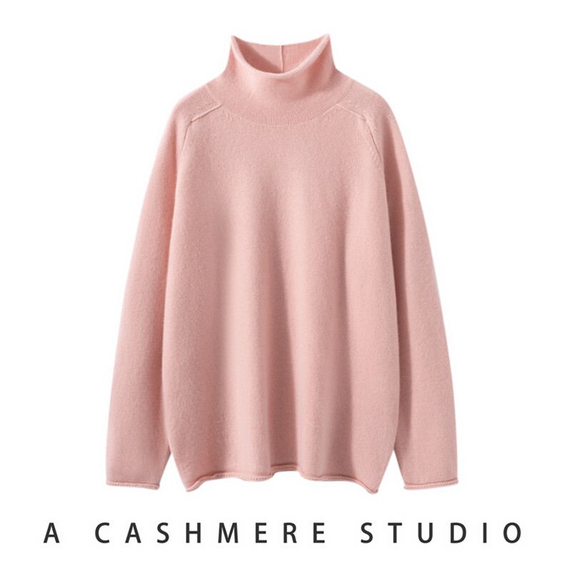 2025年秋季卷边自由领休闲毛衣时尚百搭休闲，女装羊绒衫，绒歆坊