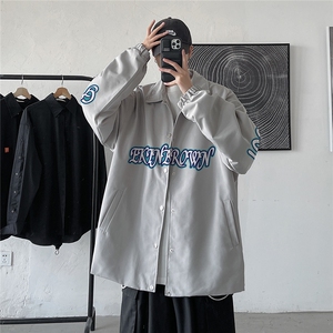 港风秋季休闲宽松潮流潮棒球服夹克男士外套JK7275P55控图片