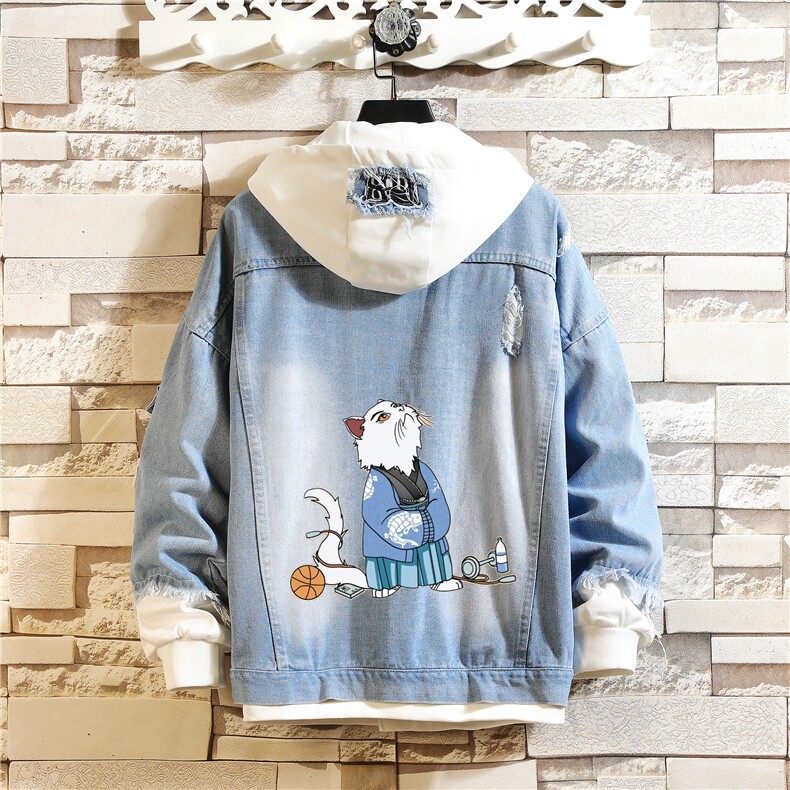 2022大货男士假两件牛仔衣情侣外套印花夹克JK666-P55，男装工装外套，星座1103-1