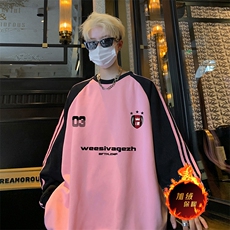 抖音得物供货提供视频秋冬重磅美式宽松织带圆领卫衣0702，男装卫衣，电商A486