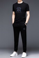YS-X331夏季男式短袖长裤短裤三件套运动休闲套头修身T恤套装P，男装休闲套装，电商B360