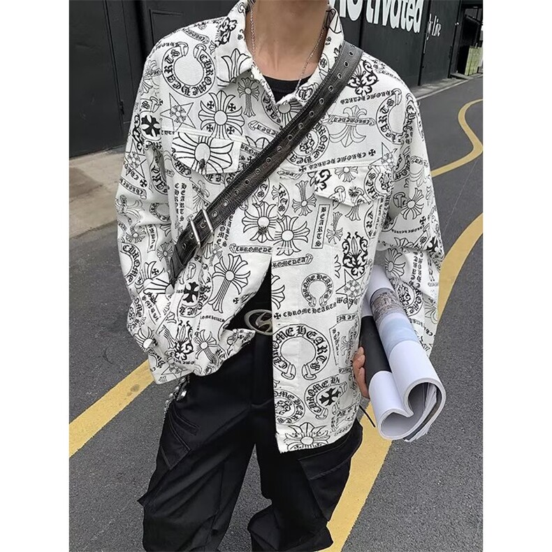 设计感夹克春秋季美式街头男士工装上衣宽松痞帅牛仔外套，男装工装外套，星座1116A-1（原606A）