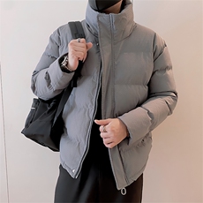 B13/P128控168冬季小众时髦肌理感加厚立领重磅棉衣外套男灰首1，男装棉衣，星座305B