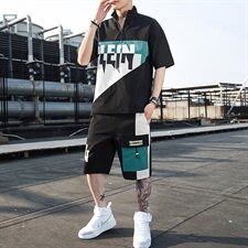 2021新款男士夏装两件套青少年休闲宽松帅气短袖t恤套装T758-P55，男装套装，星座1206（原A206）