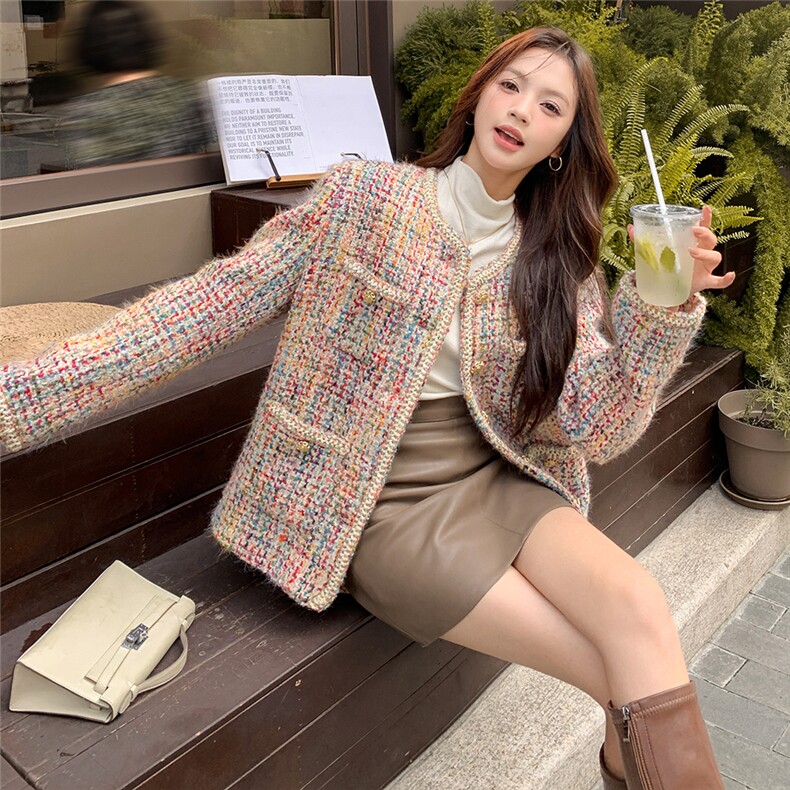 现货小香风重工毛呢短外套显瘦百搭气质款,女装短外套,天使之佳话