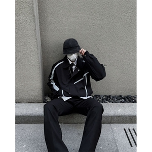 博主风cleanfit外套男短款撞色美式飞行员夹克JK2403-P85图片