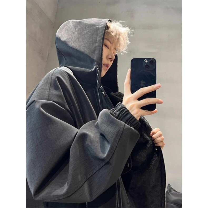 座山雕皮衣连帽棉服外套MF010P108,男装皮衣,星座908