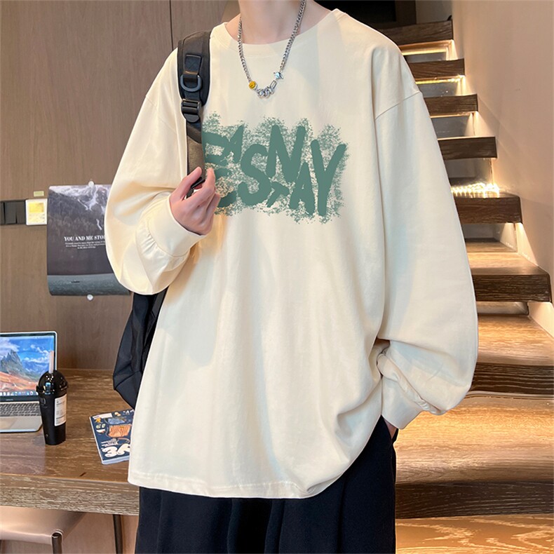 直播品质秋冬重磅潮牌嘻哈美式印花纯棉长袖T恤打底衫CT387特P28,男装T恤,电商A486
