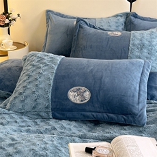 新款全消光全工艺230克牛奶绒兔毛刺绣四件套，床品套件，一起卖家纺