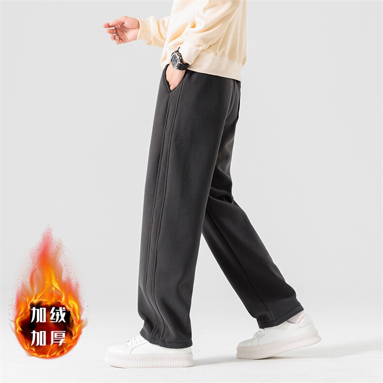 休闲裤子男款秋冬款2026新款潮加绒加厚大码直筒卫裤男士运动长裤,男装休闲裤,星座914