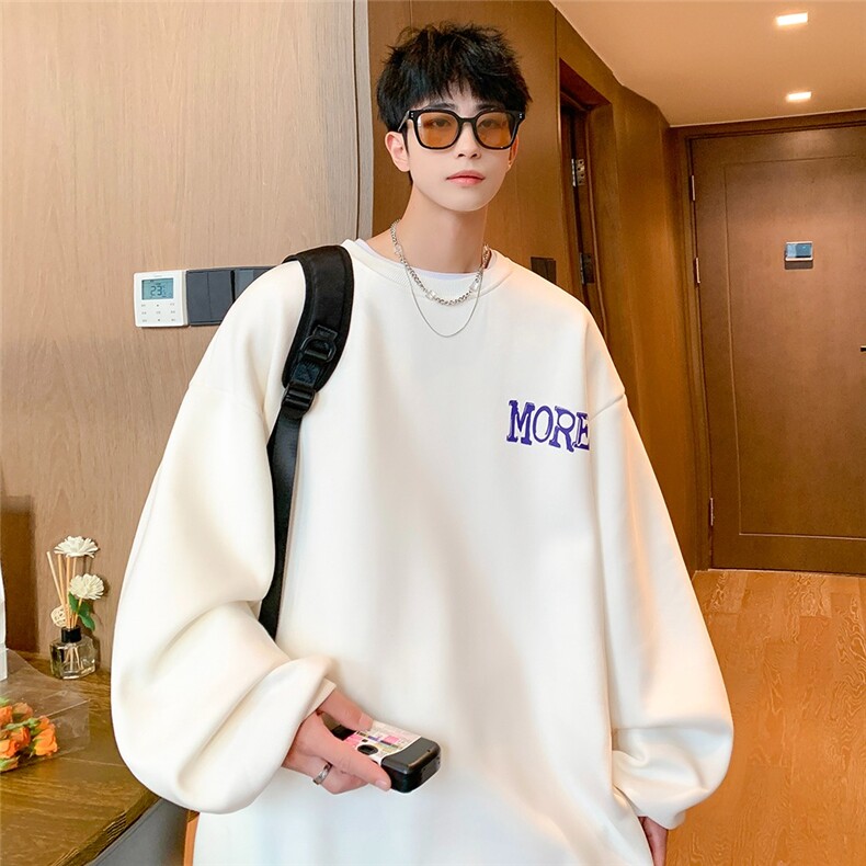 圆领卫衣男后背字母设计印花卫衣学生休闲无帽卫衣外套青少年,女装短外套,星座715-4
