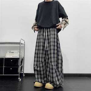 新款宽松休闲裤男韩版潮流百搭裤子坠感阔腿拖地长裤K0848-P48图片