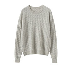 气质满分~秋冬山羊绒衫女圆领麻花针织衫纯色宽松毛衣内搭打底衫，女装针织衫/毛衣，暖绒情旗舰店