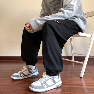 美式束脚休闲裤子男士秋季潮牌宽松胖子大码长裤潮流百搭运动卫裤