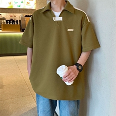 撞色翻领设计感美式Polo衫潮品拼接短袖840P42，男装Polo衫，电商A458A