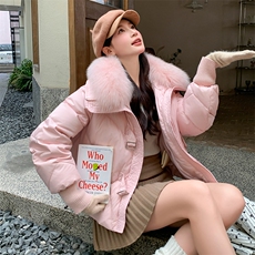 【】学院风狐狸毛领加厚保暖羽绒服2B153/025/P385-K455，女装羽绒服，2B153