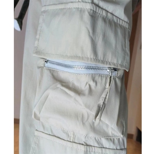 抖音直播夏男女工装裤冰丝拉链大口袋抽绳束脚冲锋裤K976 P48图片