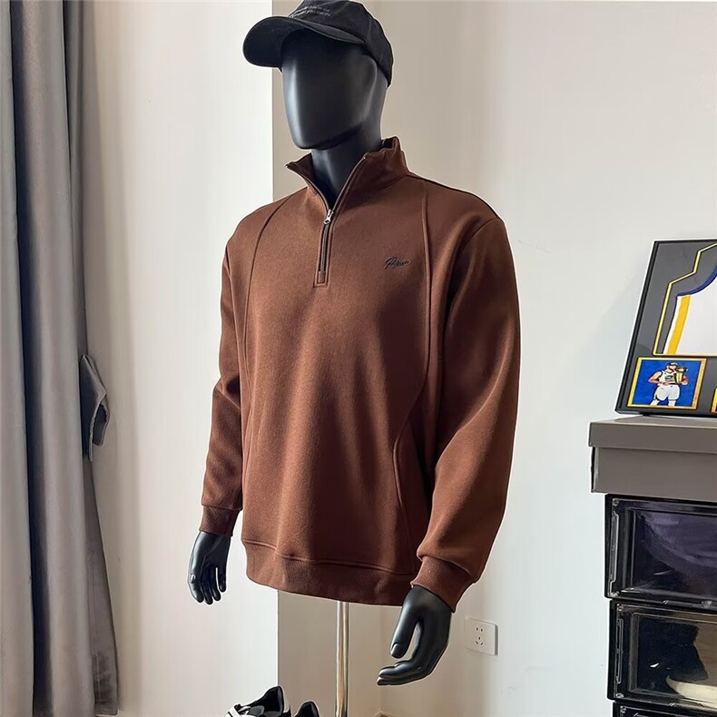 拉链半高领加绒卫衣男春秋款男XW62P42,男装卫衣,星座1116-2