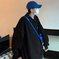 秋季假两件气质潮翻领潮流日系休闲男新款卫衣青春流行Y018P40，男装卫衣，星座1116-2