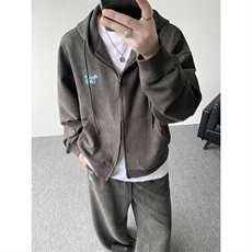 麂皮绒连帽卫衣运动套装男校园风运动服两件套学生班服TZ115-P128，男装休闲套装，电商D206-1