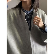 简约纯色立领卫衣春秋男女情侣高级感拉链衫外套上衣流行W166，女装短外套，星座1116A（原606A-3）