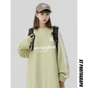 中性风 新款秋季时尚百搭宽松字母印花潮流圆领卫衣B6902P45控68图片