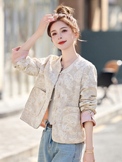 新中式轻国风刺绣外套女2025春季新款小个子气质显瘦短款提花上衣，女装短外套，布芭啦