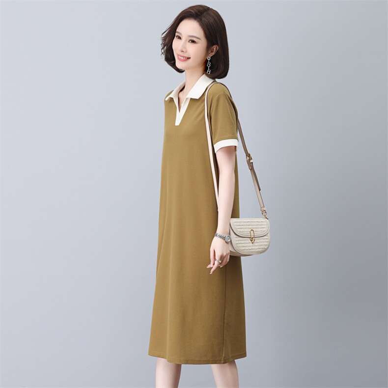 2023夏季新款时尚拼色休闲连衣裙宽松显瘦百搭气质女装,女装连衣裙,依恋蒂丝