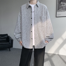 衬衫男秋季新款港风宽松大码小香风长袖衬衣CS7002-P42，男装衬衫，星座214-3