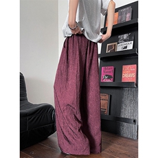 8XL-M高级感冰丝裤男诧寂风定制手工乱褶宽松阔腿拖地裤男K9152，男装休闲裤，电商D206-1