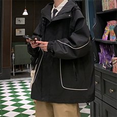 JK103/P65春装新款现货冲锋衣防水夹克男款潮宽松大码连帽外套，男装夹克，电商基地A050