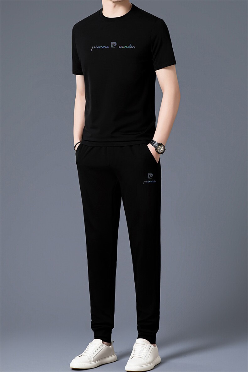 HP5083夏季新款男士运动休闲套装二件套圆领刺绣男装速干百搭短袖,男装休闲套装,电商B360