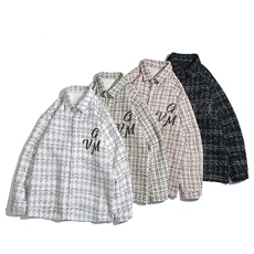 白底小香风长袖衬衣男大码M-5XL中性风情侣长袖衬衫CCS8019P45控，男装衬衫，星座227-7