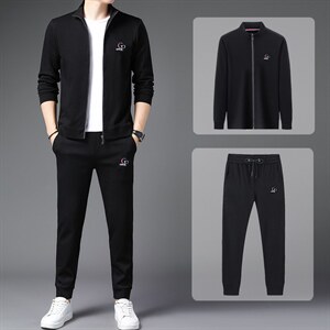 高端中年男士运动套装春秋季新款开衫卫衣两件套爸爸跑步运动服,男装休闲套装,电商B212（原钱塘6029）