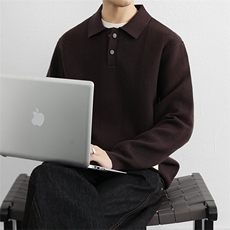 老钱新贵翻领毛衣男春秋季2025潮流简约针织衫宽松线衣外套，男装针织衫/毛衣，星座914