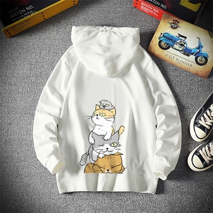 WY2081-P40 纯棉连帽卫衣男大码运动帽衫宽松薄外套男 麒麟风图片