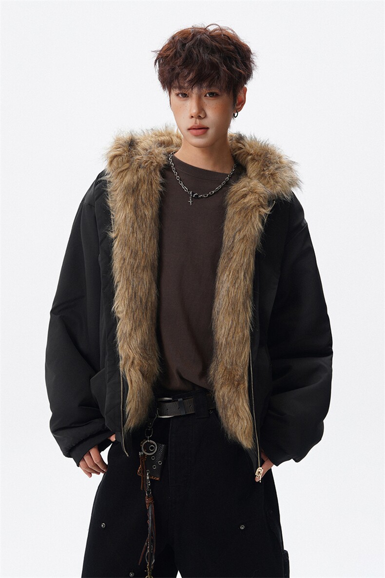 8XL-M复古双面加厚毛绒皮草短款工装派克服外套MY1707P158控188,男装工装外套,电商D206-1