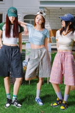 格子泡泡纱短裤5X1054-TP25夏季宽松情侣中裤男速干五分裤女，男装牛仔裤，电商A102