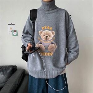 港风休闲毛衣秋冬新款印花上衣男韩版潮流休闲A161-2-M2061-P50，男装针织衫/毛衣，电商A161-2