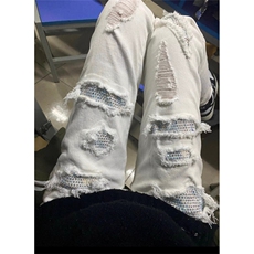 牛仔裤男款破洞夏季薄款新款休闲裤子男春秋修身小脚弹力KT80，男装牛仔裤，星座1116A（原606A-3）