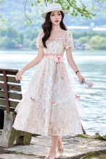 2026年夏季时尚潮流甜美浪漫印花连衣裙，女装连衣裙，江南富贵女