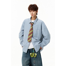 都音品质春季新款宽松百搭男生日系格子衬衫B315-ST001-特p40控88，男装衬衫，电商B315