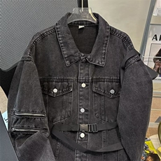 美式高街牛仔外套男韩版潮流帅2025春季新款ins夹克上衣W5660-P75，男装夹克，星座412